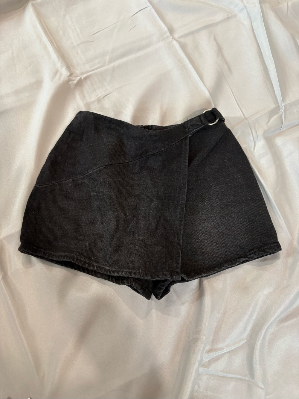 SO Black Wrap-Style Skort with Side Buckle